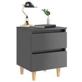 NNEVL Bed Cabinet & Solid Pinewood Legs High Gloss Grey 40x35x50cm