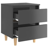 NNEVL Bed Cabinet & Solid Pinewood Legs High Gloss Grey 40x35x50cm