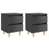 NNEVL Bed Cabinets & Pinewood Legs 2 pcs High Gloss Grey 40x35x50 cm