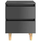 NNEVL Bed Cabinets & Pinewood Legs 2 pcs High Gloss Grey 40x35x50 cm