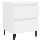 NNEVL Bed Cabinet High Gloss White 40x35x50 cm Chipboard
