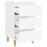 NNEVL Bed Cabinet with Solid Wood Legs White 40x35x69 cm