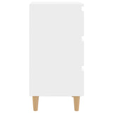 NNEVL Bed Cabinet with Solid Wood Legs White 40x35x69 cm