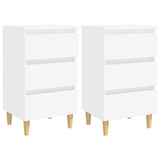 NNEVL Bed Cabinets with Solid Wood Legs 2 pcs White 40x35x69 cm