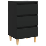 NNEVL Bed Cabinet with Solid Wood Legs Black 40x35x69 cm