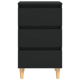 NNEVL Bed Cabinet with Solid Wood Legs Black 40x35x69 cm