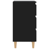 NNEVL Bed Cabinet with Solid Wood Legs Black 40x35x69 cm