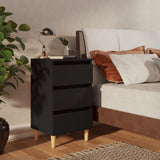 NNEVL Bed Cabinet with Solid Wood Legs Black 40x35x69 cm