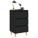 NNEVL Bed Cabinets with Solid Wood Legs 2 pcs Black 40x35x69 cm