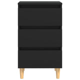 NNEVL Bed Cabinets with Solid Wood Legs 2 pcs Black 40x35x69 cm