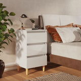 NNEVL Bed Cabinet with Solid Wood Legs High Gloss White 40x35x69 cm