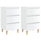 NNEVL Bed Cabinets & Wood Legs 2 pcs High Gloss White 40x35x69cm
