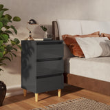NNEVL Bed Cabinet with Solid Wood Legs High Gloss Grey 40x35x69 cm