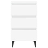 NNEVL Bed Cabinet with Metal Legs White 40x35x69 cm