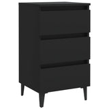 NNEVL Bed Cabinet with Metal Legs Black 40x35x69 cm