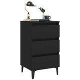 NNEVL Bed Cabinet with Metal Legs Black 40x35x69 cm