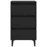 NNEVL Bed Cabinet with Metal Legs Black 40x35x69 cm