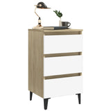 NNEVL Bed Cabinet with Metal Legs 2 pcs White and Sonoma Oak 40x35x69 cm