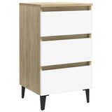 NNEVL Bed Cabinet with Metal Legs 2 pcs White and Sonoma Oak 40x35x69 cm