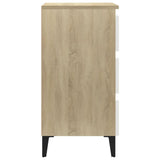 NNEVL Bed Cabinet with Metal Legs 2 pcs White and Sonoma Oak 40x35x69 cm