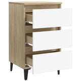 NNEVL Bed Cabinet with Metal Legs 2 pcs White and Sonoma Oak 40x35x69 cm