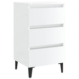 NNEVL Bed Cabinet with Metal Legs High Gloss White 40x35x69 cm