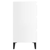 NNEVL Bed Cabinet with Metal Legs High Gloss White 40x35x69 cm