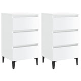 NNEVL Bed Cabinet with Metal Legs 2 pcs High Gloss White 40x35x69 cm