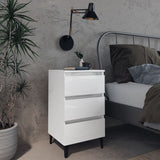 NNEVL Bed Cabinet with Metal Legs 2 pcs High Gloss White 40x35x69 cm