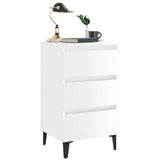 NNEVL Bed Cabinet with Metal Legs 2 pcs High Gloss White 40x35x69 cm