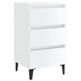 NNEVL Bed Cabinet with Metal Legs 2 pcs High Gloss White 40x35x69 cm