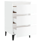 NNEVL Bed Cabinet with Metal Legs 2 pcs High Gloss White 40x35x69 cm