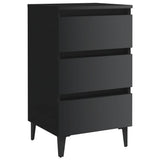 NNEVL Bed Cabinet with Metal Legs High Gloss Black 40x35x69 cm
