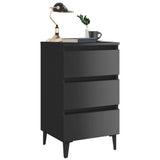 NNEVL Bed Cabinet with Metal Legs High Gloss Black 40x35x69 cm