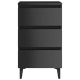 NNEVL Bed Cabinet with Metal Legs High Gloss Black 40x35x69 cm