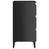 NNEVL Bed Cabinet with Metal Legs High Gloss Black 40x35x69 cm