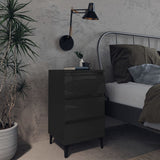 NNEVL Bed Cabinet with Metal Legs High Gloss Black 40x35x69 cm