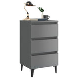 NNEVL Bed Cabinet with Metal Legs High Gloss Grey 40x35x69 cm