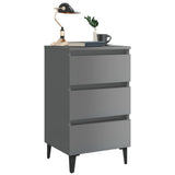 NNEVL Bed Cabinet with Metal Legs 2 pcs High Gloss Grey 40x35x69 cm