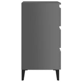 NNEVL Bed Cabinet with Metal Legs 2 pcs High Gloss Grey 40x35x69 cm