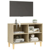 NNEVL TV Cabinet with Solid Wood Legs Sonoma Oak 69.5x30x50 cm