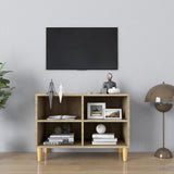 NNEVL TV Cabinet with Solid Wood Legs Sonoma Oak 69.5x30x50 cm