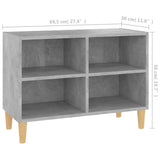 NNEVL TV Cabinet with Solid Wood Legs Concrete Grey 69.5x30x50 cm