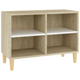 NNEVL TV Cabinet & Solid Wood Legs White and Sonoma Oak 69.5x30x50 cm