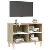 NNEVL TV Cabinet & Solid Wood Legs White and Sonoma Oak 69.5x30x50 cm