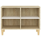 NNEVL TV Cabinet & Solid Wood Legs White and Sonoma Oak 69.5x30x50 cm