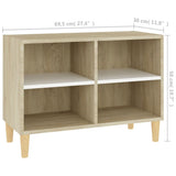 NNEVL TV Cabinet & Solid Wood Legs White and Sonoma Oak 69.5x30x50 cm