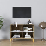 NNEVL TV Cabinet & Solid Wood Legs White and Sonoma Oak 69.5x30x50 cm