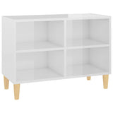 NNEVL TV Cabinet with Solid Wood Legs High Gloss White 69.5x30x50 cm