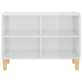 NNEVL TV Cabinet with Solid Wood Legs High Gloss White 69.5x30x50 cm